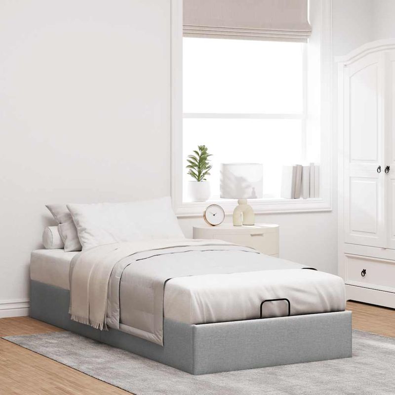 Casa si Gradina - Mobilier - Paturi si accesorii - Paturi - Cadru de pat otoman fara saltea tesatura gri deschis 100x200 cm - Infinity.ro