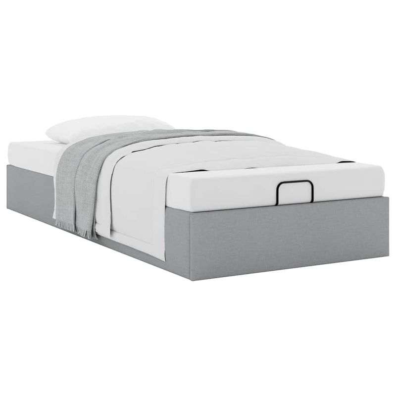 Casa si Gradina - Mobilier - Paturi si accesorii - Paturi - Cadru de pat otoman fara saltea tesatura gri deschis 100x200 cm - Infinity.ro