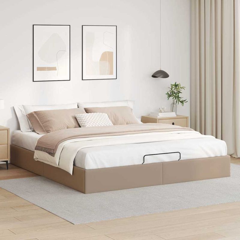 Casa si Gradina - Mobilier - Paturi si accesorii - Paturi - Cadru de pat otoman fara saltea Cappucino piele artificiala, mărime 200x200 cm - Infinity.ro