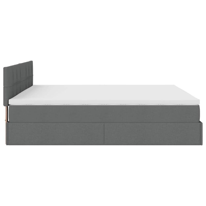 Casa si Gradina - Mobilier - Paturi si accesorii - Paturi - Cadru pat otoman cu saltea tesatura gri inchis 160x200 cm - Infinity.ro