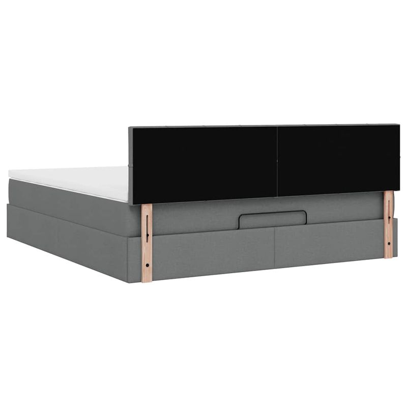 Casa si Gradina - Mobilier - Paturi si accesorii - Paturi - Cadru pat otoman cu saltea tesatura gri inchis 160x200 cm - Infinity.ro