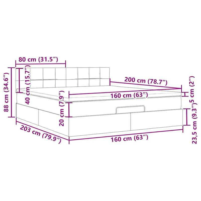 Casa si Gradina - Mobilier - Paturi si accesorii - Paturi - Cadru pat otoman cu saltea tesatura gri inchis 160x200 cm - Infinity.ro