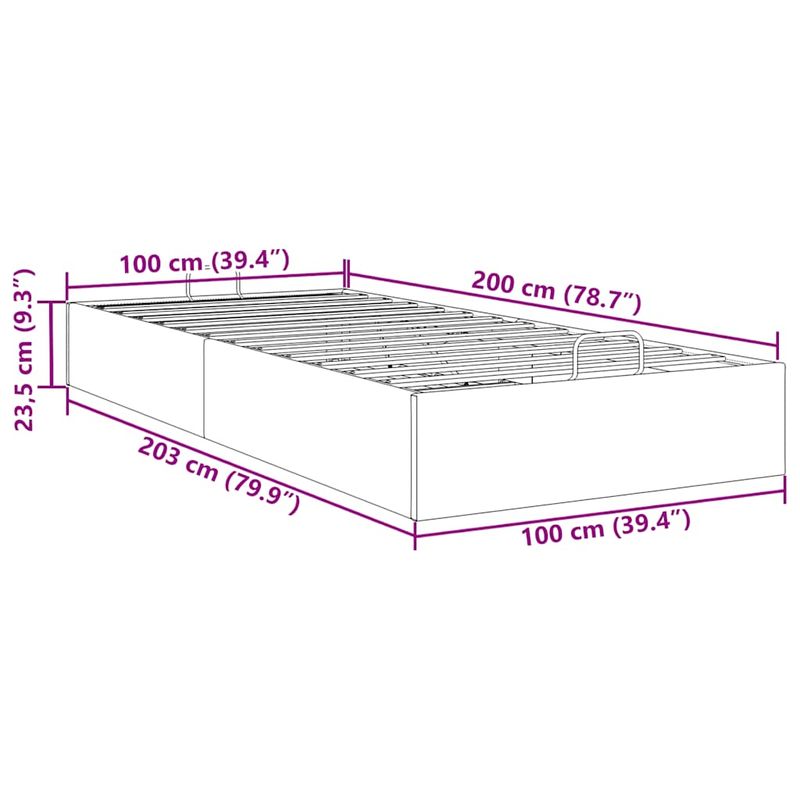 Casa si Gradina - Mobilier - Paturi si accesorii - Paturi - Cadru de pat otoman fara saltea tesatura gri deschis 100x200 cm - Infinity.ro