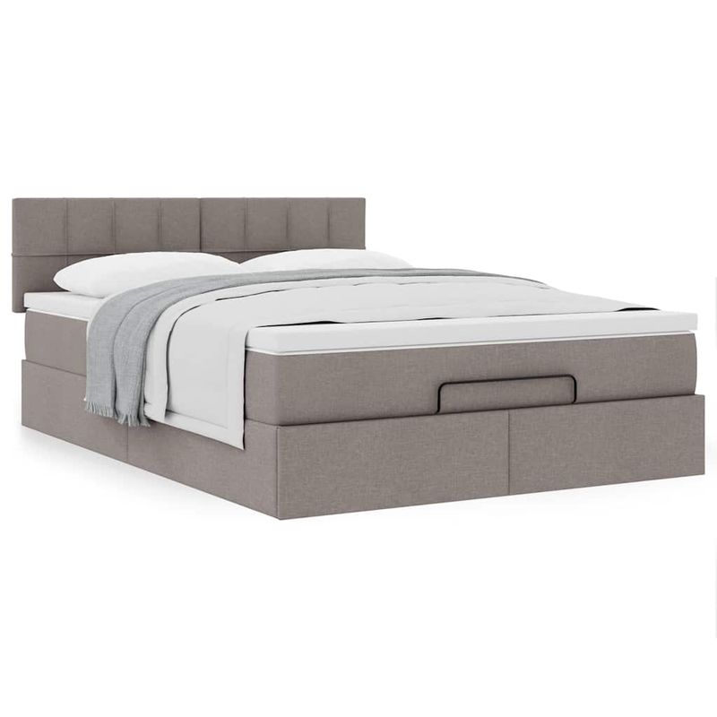 Casa si Gradina - Mobilier - Paturi si accesorii - Paturi - Cadru de pat otoman cu saltea Taupe 140x200cm Material - Infinity.ro