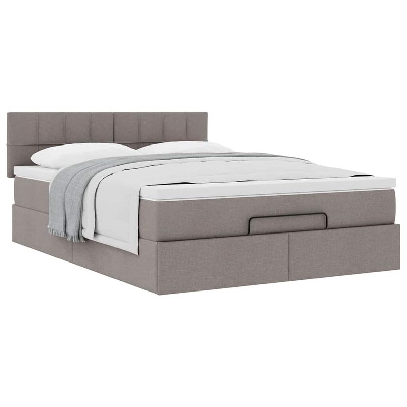 Casa si Gradina - Mobilier - Paturi si accesorii - Paturi - Cadru de pat otoman cu saltea Taupe 140x200cm Material - Infinity.ro