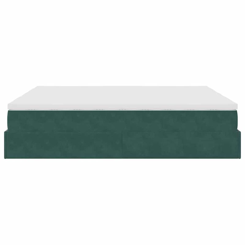 Casa si Gradina - Mobilier - Paturi si accesorii - Paturi - Cadru de pat otoman cu saltele Verde inchis 160x200cm catifea - Infinity.ro
