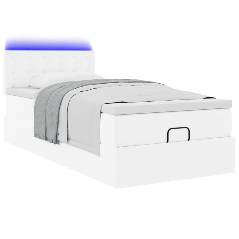 Casa si Gradina - Mobilier - Paturi si accesorii - Paturi - Cadru pat otoman cu saltea alb pur 90x190cm piele artificiala - Infinity.ro