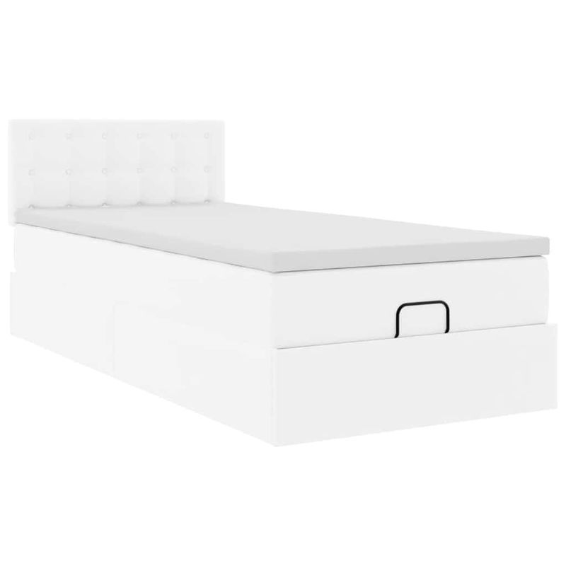 Casa si Gradina - Mobilier - Paturi si accesorii - Paturi - Cadru pat otoman cu saltea alb pur 90x190cm piele artificiala - Infinity.ro