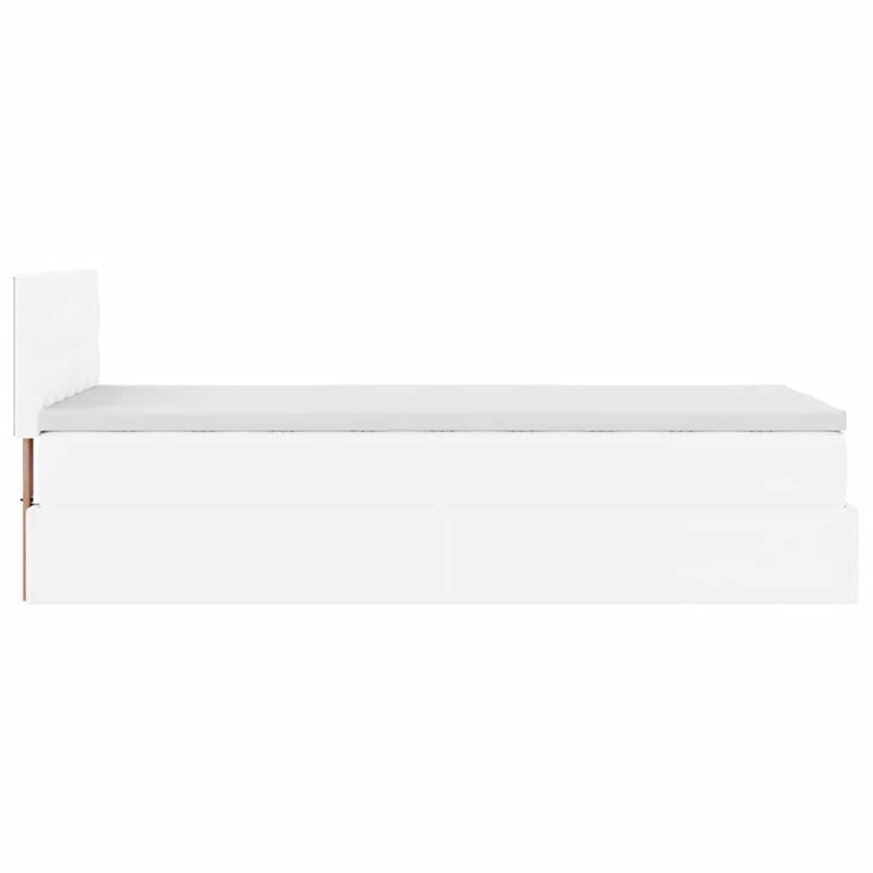 Casa si Gradina - Mobilier - Paturi si accesorii - Paturi - Cadru pat otoman cu saltea alb pur 90x190cm piele artificiala - Infinity.ro