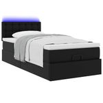 Casa si Gradina - Mobilier - Paturi si accesorii - Paturi - Cadru de pat otoman saltea neagra 100x200cm piele artificiala - Infinity.ro