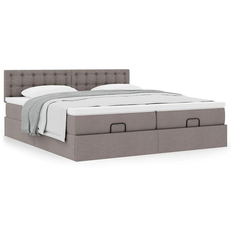 Casa si Gradina - Mobilier - Paturi si accesorii - Paturi - Cadru de pat otoman cu saltele Taupe 200x200cm tesatura - Infinity.ro
