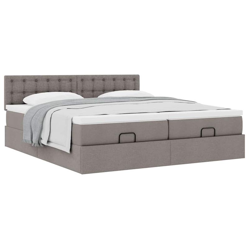 Casa si Gradina - Mobilier - Paturi si accesorii - Paturi - Cadru de pat otoman cu saltele Taupe 200x200cm tesatura - Infinity.ro