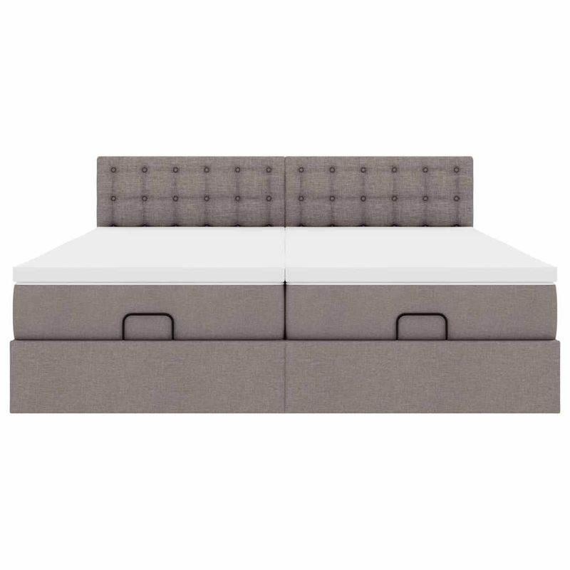 Casa si Gradina - Mobilier - Paturi si accesorii - Paturi - Cadru de pat otoman cu saltele Taupe 200x200cm tesatura - Infinity.ro
