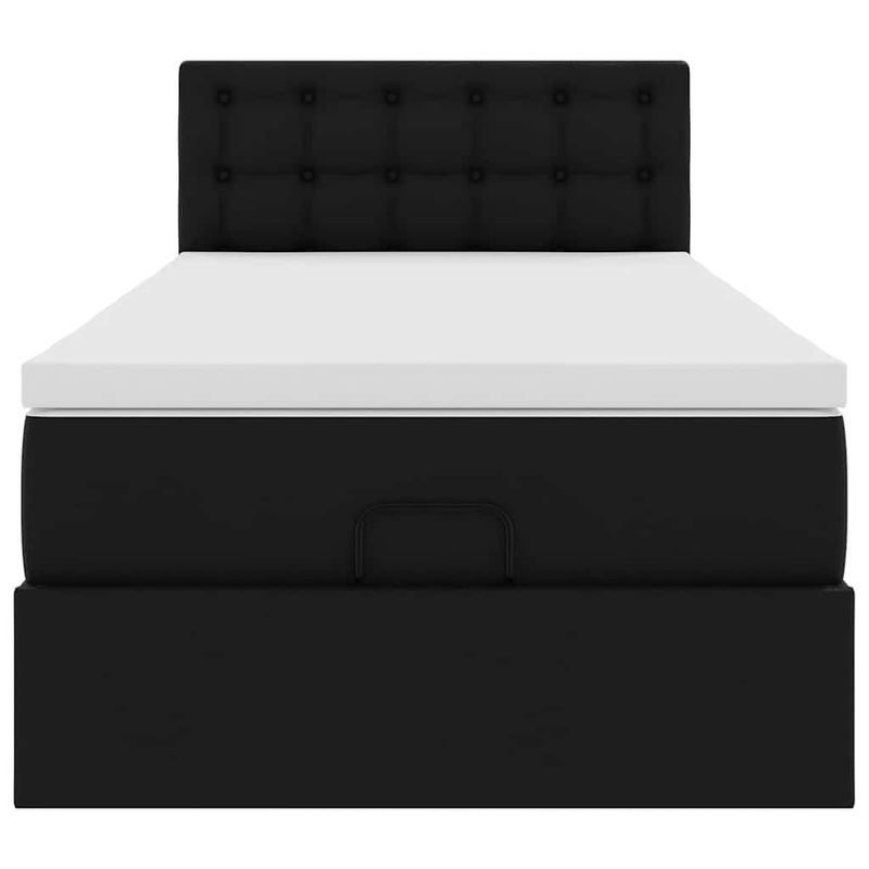Casa si Gradina - Mobilier - Paturi si accesorii - Paturi - Cadru de pat otoman saltea neagra 100x200cm piele artificiala - Infinity.ro