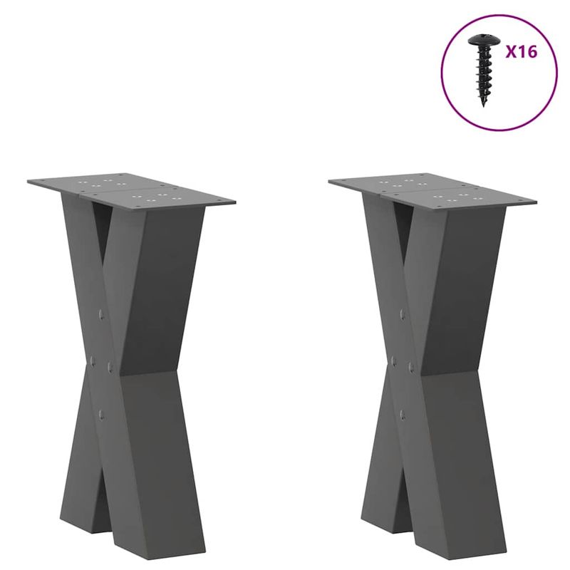 Casa si Gradina - Mobilier - Feronerie si accesorii mobila - Picioare pentru masuta cafea in forma de X, 2 buc Antracit Otel, mărime 38x(42-43) cm (80 mm) - Infinity.ro