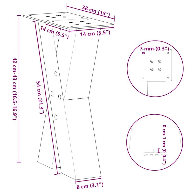 Casa si Gradina - Mobilier - Feronerie si accesorii mobila - Picioare pentru masuta cafea in forma de X, 2 buc Antracit Otel, mărime 38x(42-43) cm (80 mm) - Infinity.ro