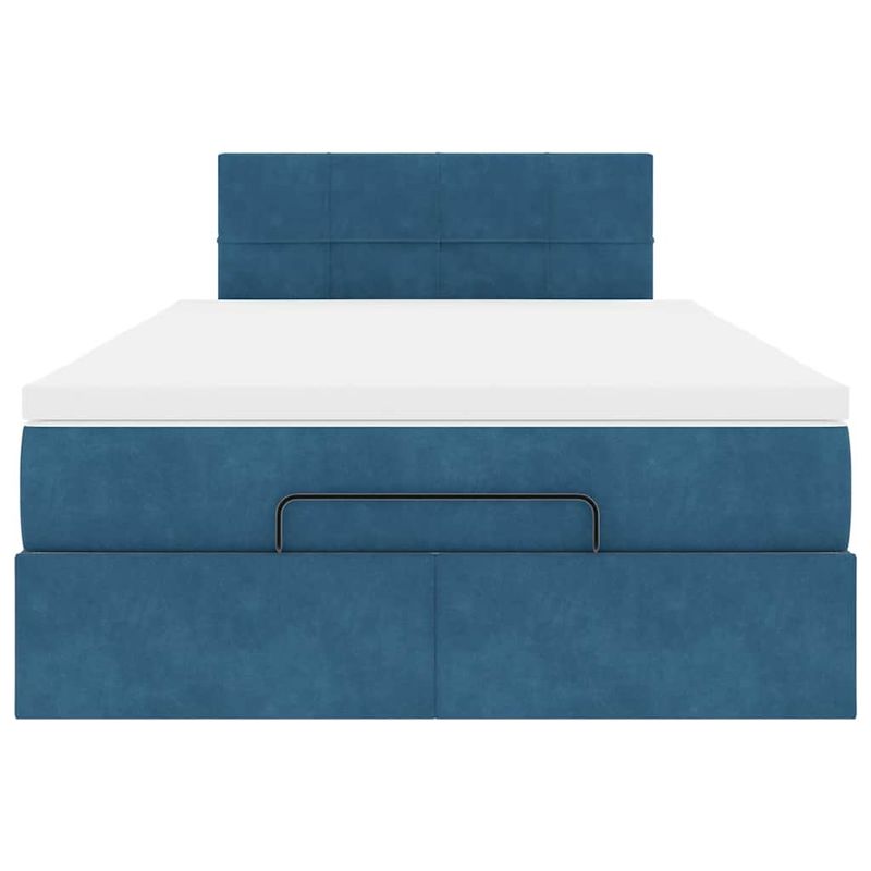 Casa si Gradina - Mobilier - Paturi si accesorii - Paturi - Cadru pat otoman cu saltea Albastru inchis 120x190 cm catifea - Infinity.ro