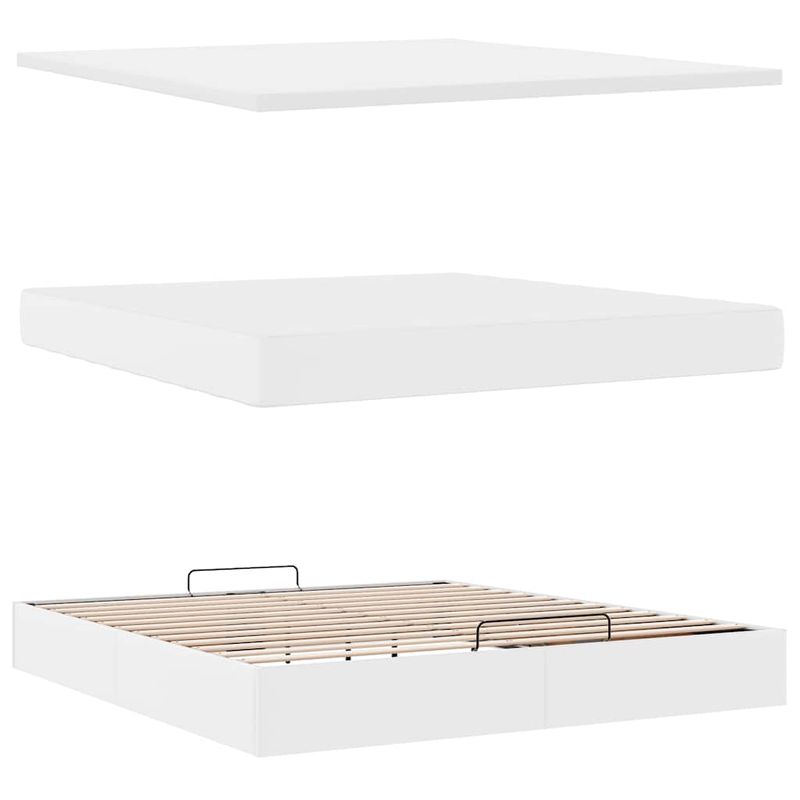 Casa si Gradina - Mobilier - Paturi si accesorii - Paturi - Cadru pat otoman cu saltea alb pur 180x200cm piele artificiala - Infinity.ro