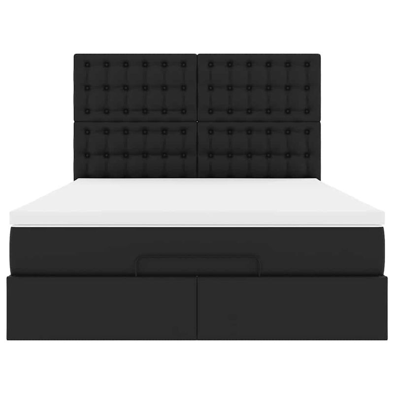Casa si Gradina - Mobilier - Paturi si accesorii - Paturi - Cadru pat otoman cu saltea neagra 140x190cm piele artificiala - Infinity.ro