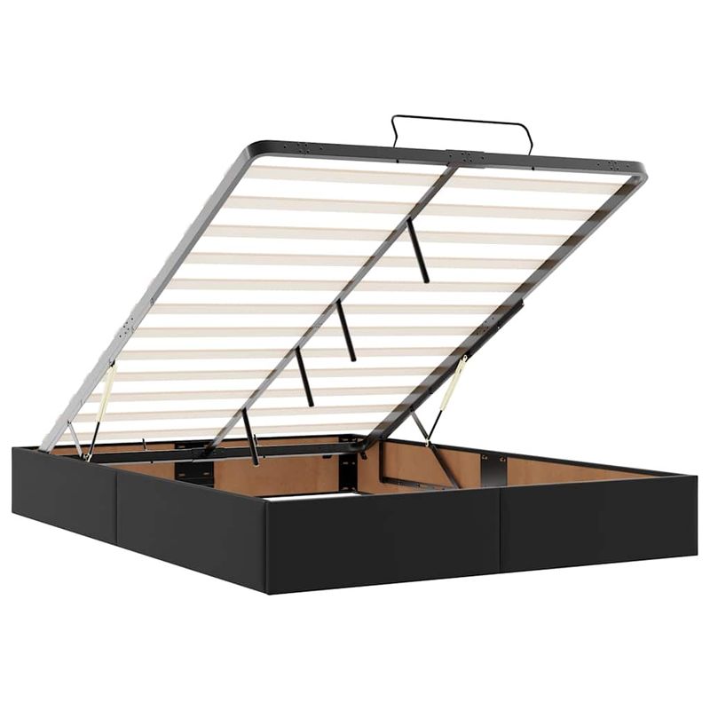Casa si Gradina - Mobilier - Paturi si accesorii - Paturi - Cadru pat otoman cu saltea neagra 140x190cm piele artificiala - Infinity.ro