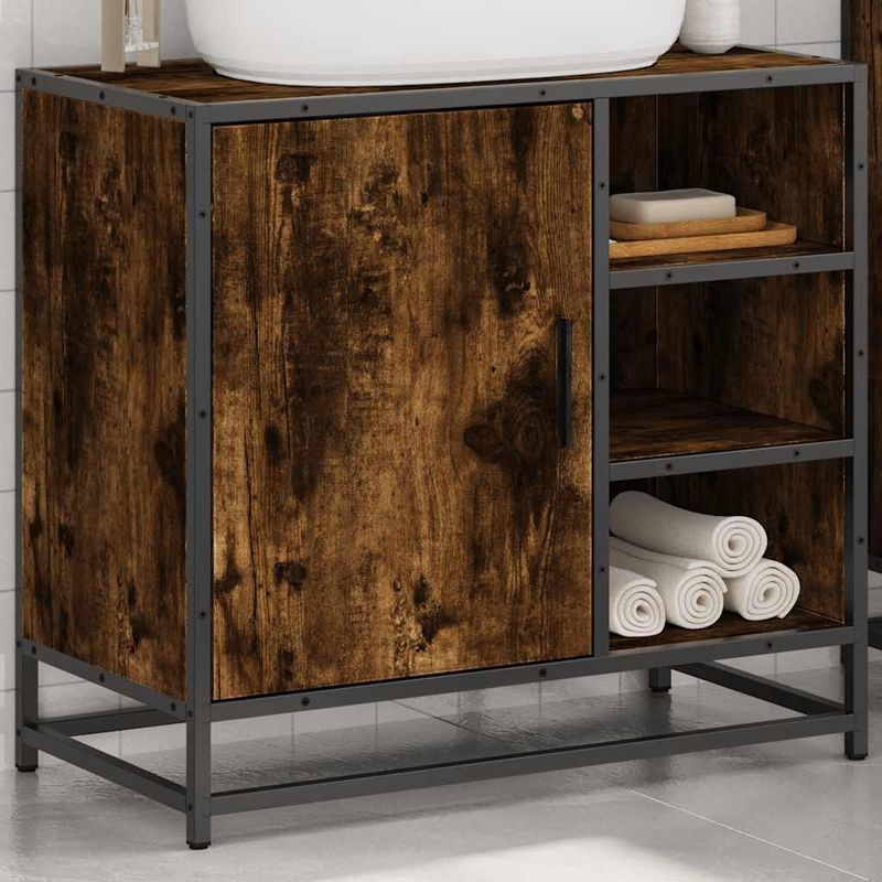 Casa si Gradina - Mobilier - Mobilier baie - Comode baie - Dulap pentru chiuveta de baie stejar afumat 65x33x60 cm lemn - Infinity.ro