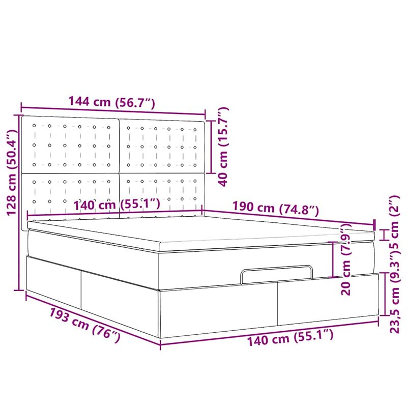 Casa si Gradina - Mobilier - Paturi si accesorii - Paturi - Cadru pat otoman cu saltea neagra 140x190cm piele artificiala - Infinity.ro