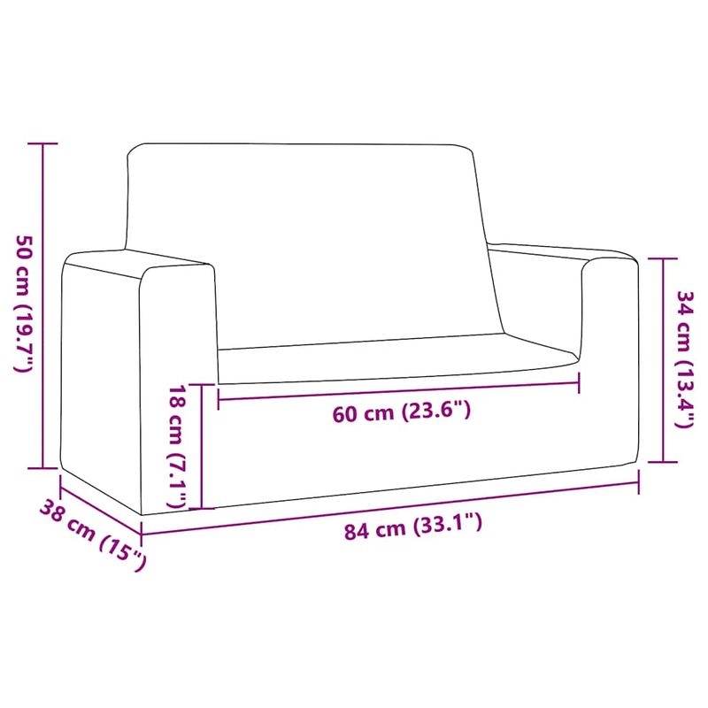 Casa si Gradina - Mobilier - Mobilier copii - Mobilier camera copiilor - Canapea pentru copii cu 2 locuri, antracit, plus moale - Infinity.ro