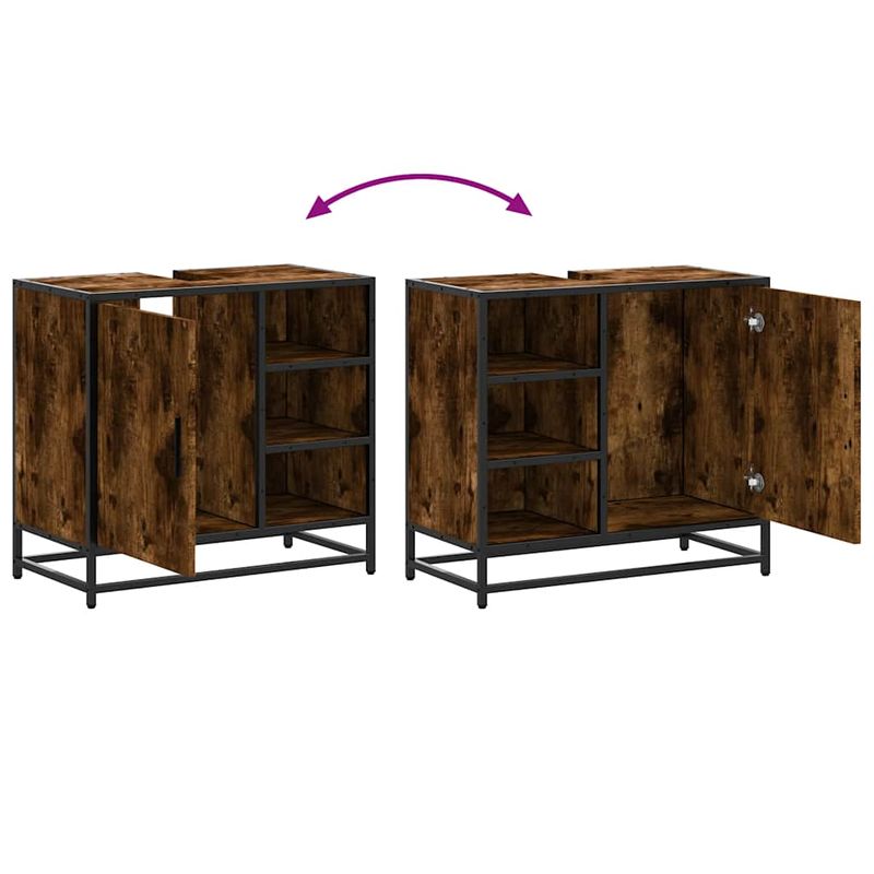 Casa si Gradina - Mobilier - Mobilier baie - Comode baie - Dulap pentru chiuveta de baie stejar afumat 65x33x60 cm lemn - Infinity.ro