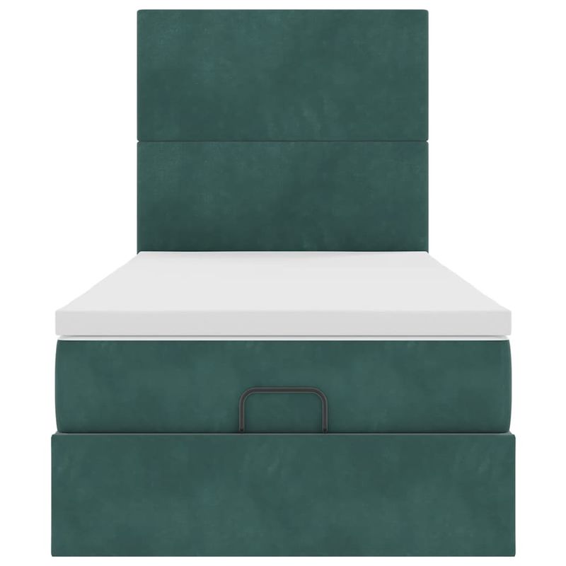 Casa si Gradina - Mobilier - Paturi si accesorii - Paturi - Cadru de pat otoman cu saltele, catifea verde inchis 90x190cm - Infinity.ro