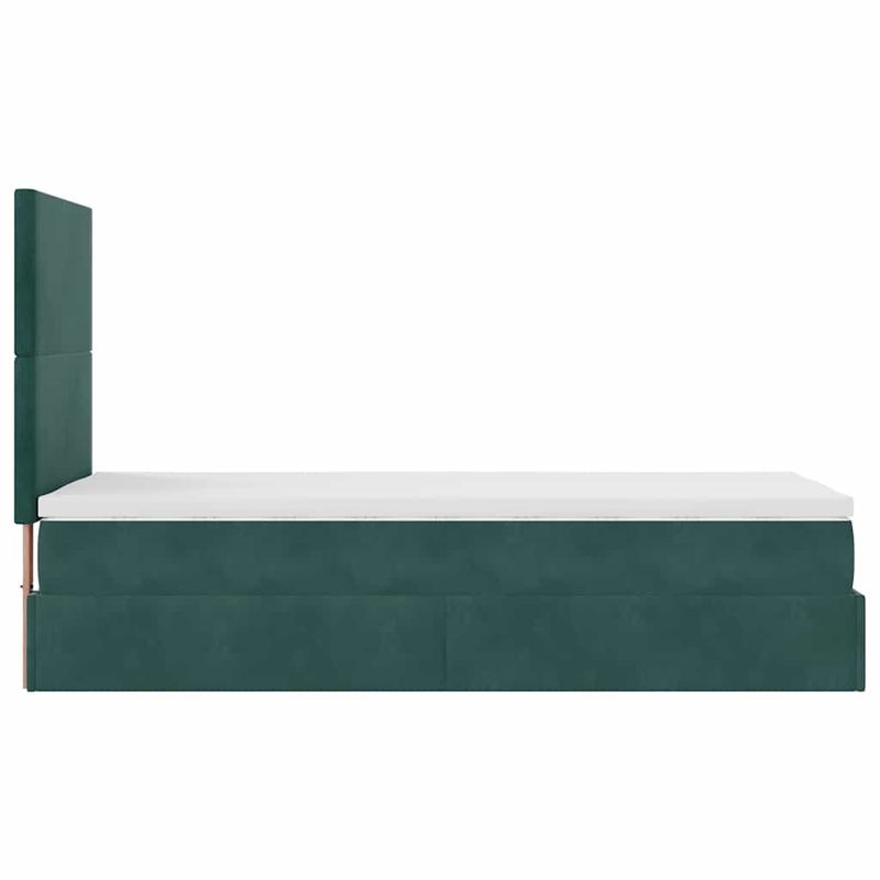 Casa si Gradina - Mobilier - Paturi si accesorii - Paturi - Cadru de pat otoman cu saltele, catifea verde inchis 90x190cm - Infinity.ro