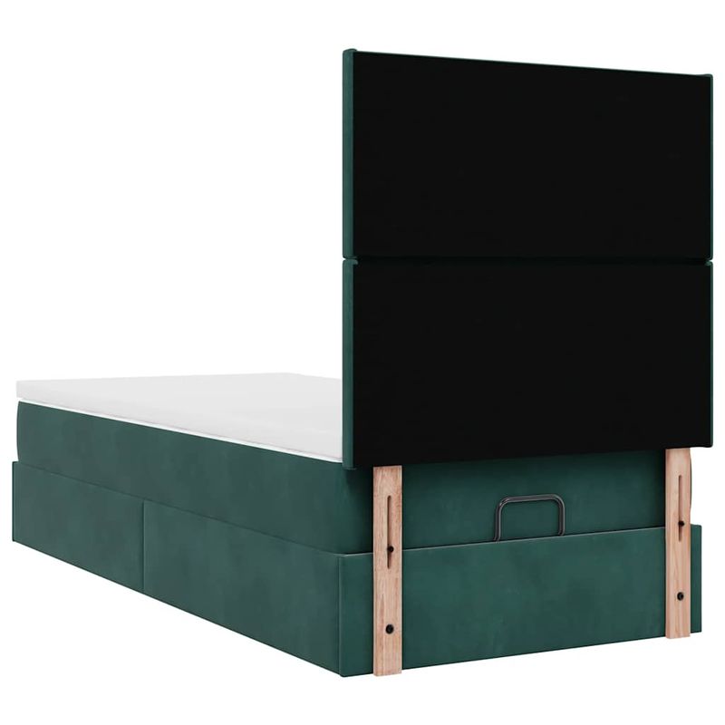 Casa si Gradina - Mobilier - Paturi si accesorii - Paturi - Cadru de pat otoman cu saltele, catifea verde inchis 90x190cm - Infinity.ro