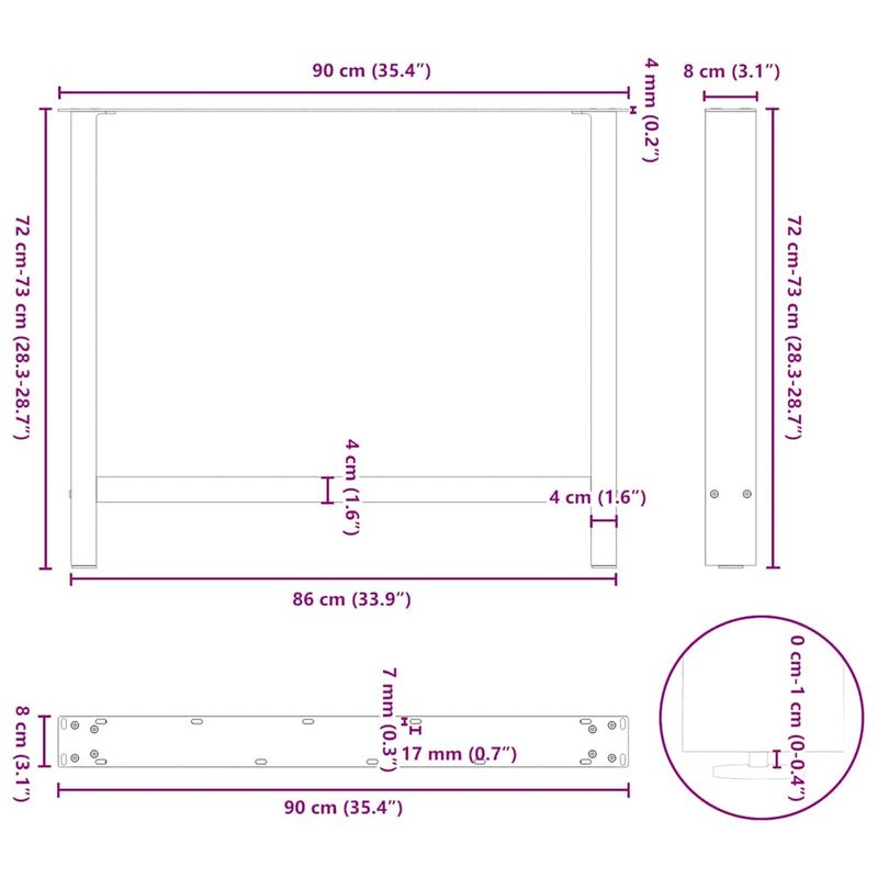 Casa si Gradina - Mobilier - Feronerie si accesorii mobila - Picioare masuta de cafea Antracit 2 buc 90x(72-73) cm Otel - Infinity.ro