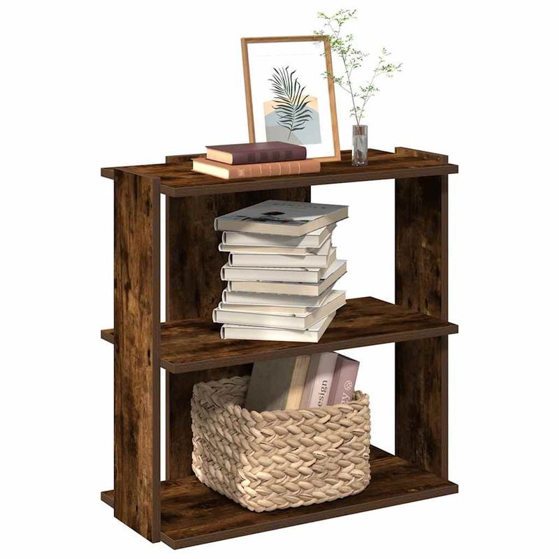Casa si Gradina - Mobilier - Biblioteci si rafturi - Biblioteci - Biblioteca 3 niveluri stejar fumuriu 60x30x60 cm lemn prelucrat - Infinity.ro