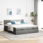 Casa si Gradina - Mobilier - Paturi si accesorii - Paturi - Cadru de pat otoman cu saltele tesatura gri inchis 160x200cm - Infinity.ro