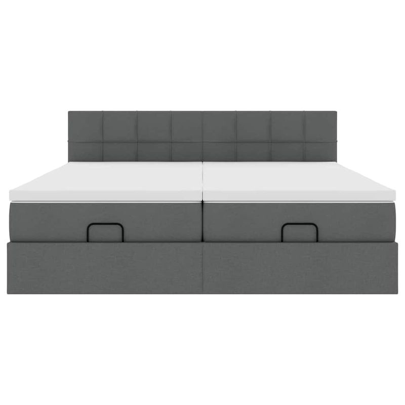 Casa si Gradina - Mobilier - Paturi si accesorii - Paturi - Cadru de pat otoman cu saltele tesatura gri inchis 160x200cm - Infinity.ro