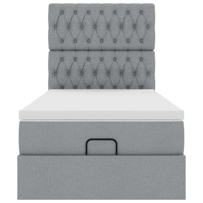 Casa si Gradina - Mobilier - Paturi si accesorii - Paturi - Cadru pat otoman cu saltea tesatura gri deschis 90x200cm - Infinity.ro