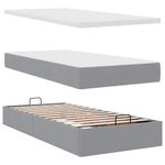 Casa si Gradina - Mobilier - Paturi si accesorii - Paturi - Cadru pat otoman cu saltea tesatura gri deschis 90x200cm - Infinity.ro