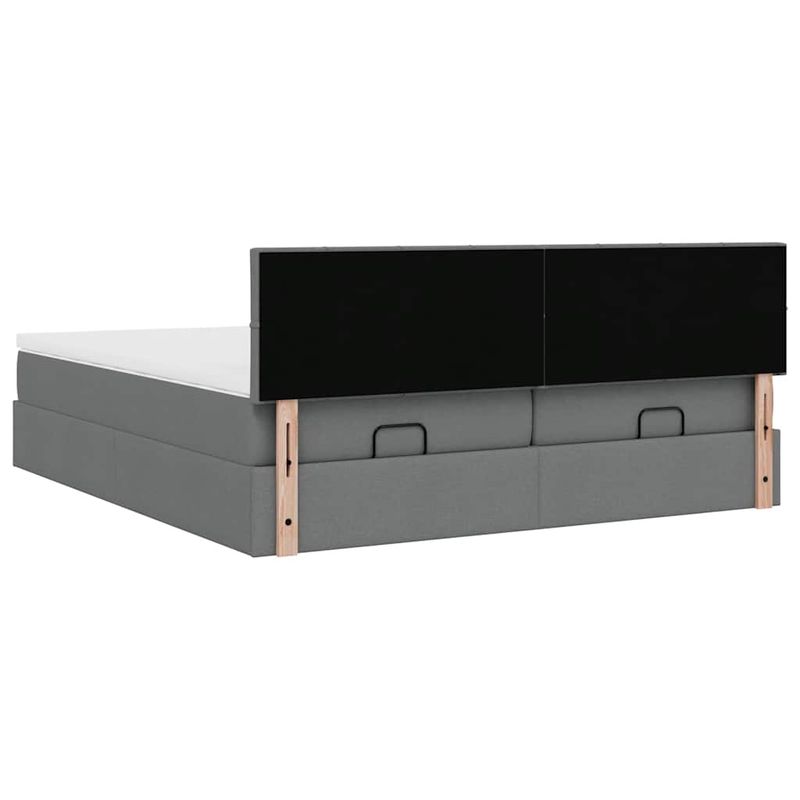Casa si Gradina - Mobilier - Paturi si accesorii - Paturi - Cadru de pat otoman cu saltele tesatura gri inchis 160x200cm - Infinity.ro