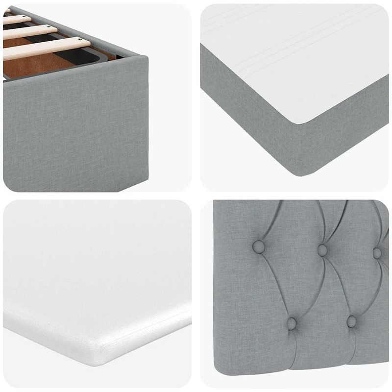 Casa si Gradina - Mobilier - Paturi si accesorii - Paturi - Cadru pat otoman cu saltea tesatura gri deschis 90x200cm - Infinity.ro