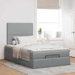 Casa si Gradina - Mobilier - Paturi si accesorii - Paturi - Cadru de pat otoman cu saltea tesatura gri deschis 120x190 cm - Infinity.ro