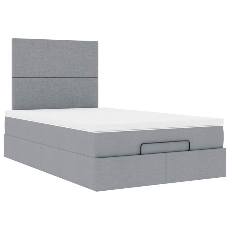 Casa si Gradina - Mobilier - Paturi si accesorii - Paturi - Cadru de pat otoman cu saltea tesatura gri deschis 120x190 cm - Infinity.ro