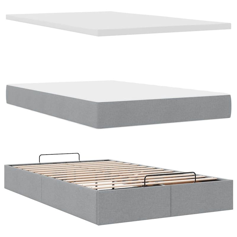 Casa si Gradina - Mobilier - Paturi si accesorii - Paturi - Cadru de pat otoman cu saltea tesatura gri deschis 120x190 cm - Infinity.ro