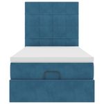 Casa si Gradina - Mobilier - Paturi si accesorii - Paturi - Cadru pat otoman cu saltele Albastru inchis 100x200cm catifea - Infinity.ro