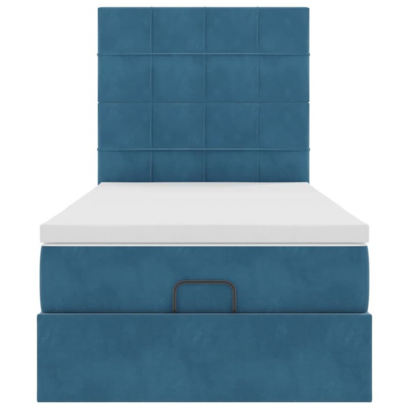 Casa si Gradina - Mobilier - Paturi si accesorii - Paturi - Cadru pat otoman cu saltele Albastru inchis 100x200cm catifea - Infinity.ro