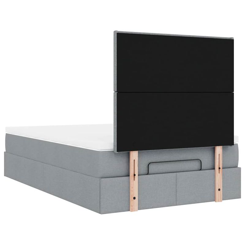 Casa si Gradina - Mobilier - Paturi si accesorii - Paturi - Cadru de pat otoman cu saltea tesatura gri deschis 120x190 cm - Infinity.ro