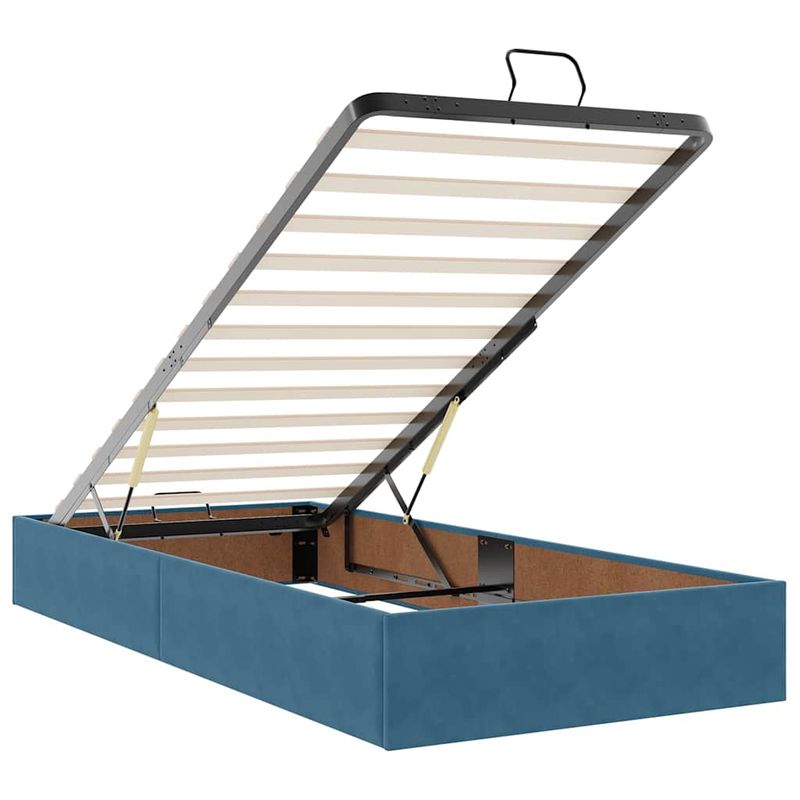 Casa si Gradina - Mobilier - Paturi si accesorii - Paturi - Cadru pat otoman cu saltele Albastru inchis 100x200cm catifea - Infinity.ro