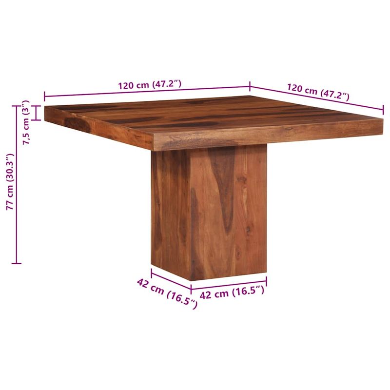 Casa si Gradina - Mobilier - Mese si birouri - Mese bucatarie si dining - Masa de sufragerie 120x120x77 cm din lemn masiv de salcam - Infinity.ro