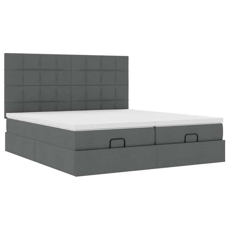 Casa si Gradina - Mobilier - Paturi si accesorii - Paturi - Cadru de pat otoman cu saltele Gri inchis 180x200cm tesatura - Infinity.ro