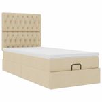 Casa si Gradina - Mobilier - Paturi si accesorii - Paturi - Cadru de pat otoman cu saltea crem 90x200cm stofa - Infinity.ro