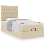 Casa si Gradina - Mobilier - Paturi si accesorii - Paturi - Cadru de pat otoman cu saltea crem 90x200cm stofa - Infinity.ro